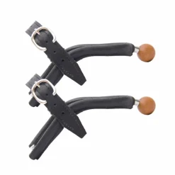 Best - Éperons en cuir avec embout en sphère bois femme Éperons De Polo