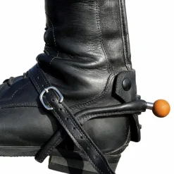 Best - Éperons en cuir avec embout en sphère bois femme Éperons De Polo