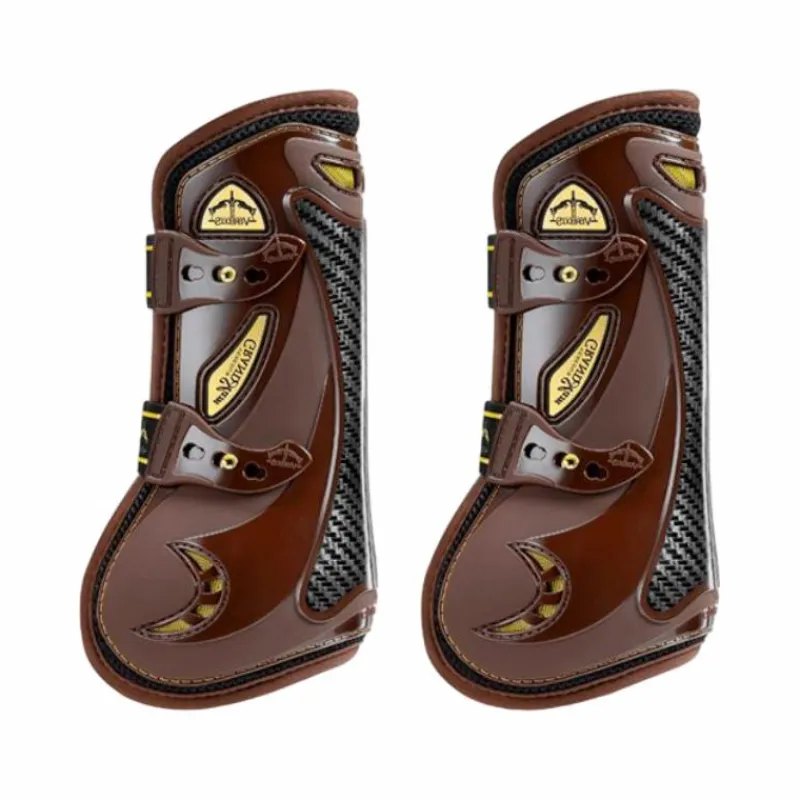 Guêtres Ouvertes|Cso*Veredus - Guêtres ouvertes Grand Slam Carbon Gel Marron / Or x2